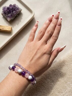 Crystal Bracelet Bundle Amethyst, Rose Quartz & Howlite | Energy | Stackable